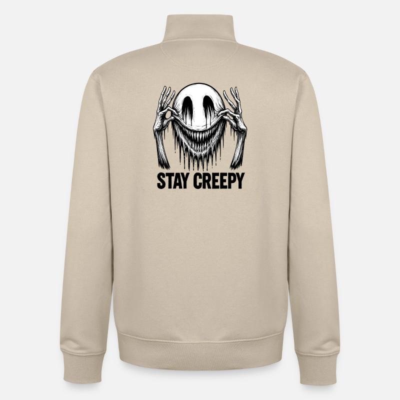 Schmelzendes Lächeln – Dunkle Comic-Horror-Kunst - Unisex Organic Zip Sweatshirt von Stanley/Stella - Cremebeige