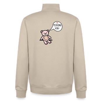 Missing You - Unisex Organic Zip Sweatshirt by Stanley/Stella - desert dust - Back - AI Model Male 185 dark (185cm)