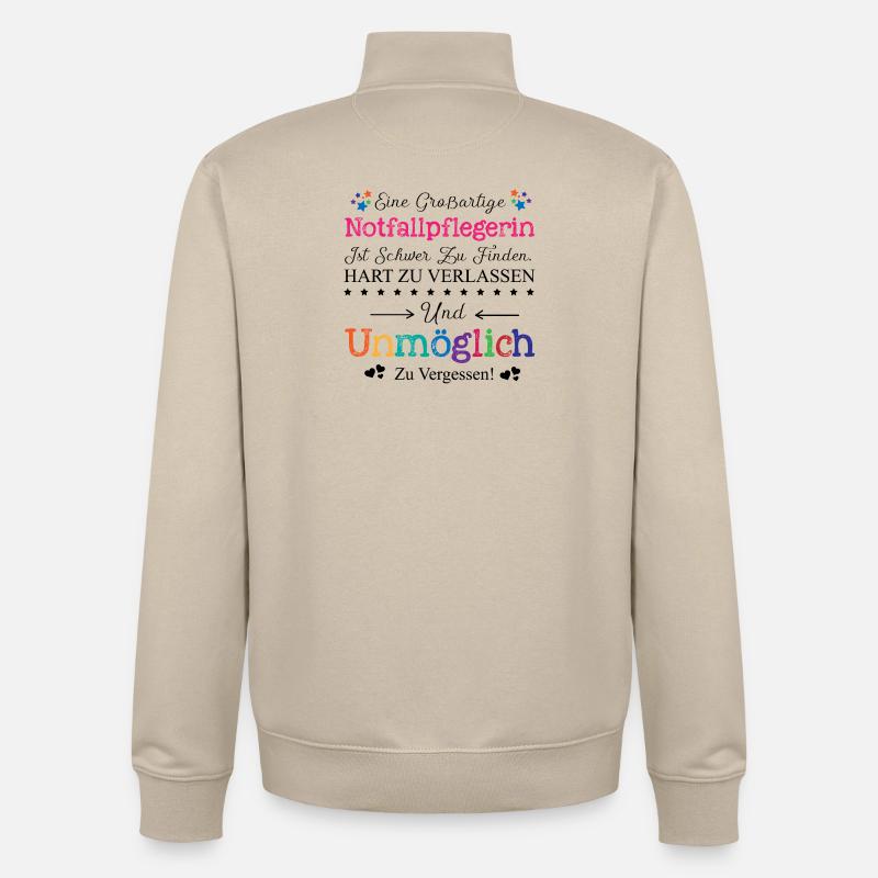Notfallpflegerin Beruf Geschenk Abschied Pflegerin - Unisex Organic Zip Sweatshirt von Stanley/Stella - Cremebeige