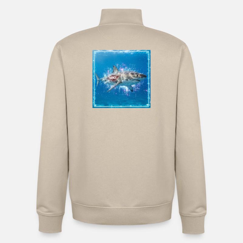 Requin de Transe - Sweat zippé unisexe en coton bio Stanley/Stella - beige crème