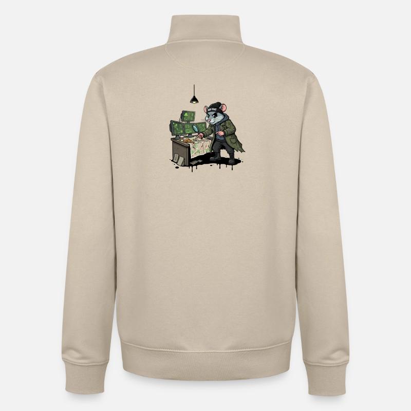 Hacker Rat Detective Deep-State Tracking - Unisex Organic Zip Sweatshirt by Stanley/Stella - desert dust