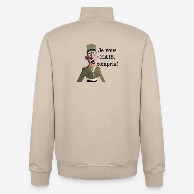 JE VOUS HAIS, COMPRIS ? - Sweat zippé unisexe en coton bio Stanley/Stella - beige crème