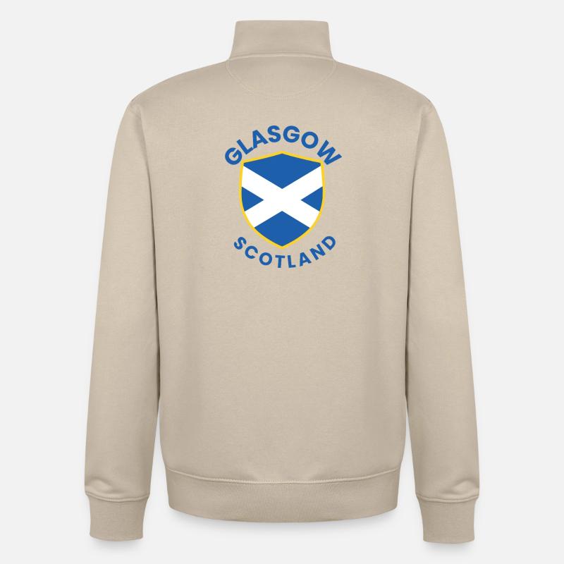 Conception du Bouclier écossais de Glasgow - Sweat zippé unisexe en coton bio Stanley/Stella - beige crème
