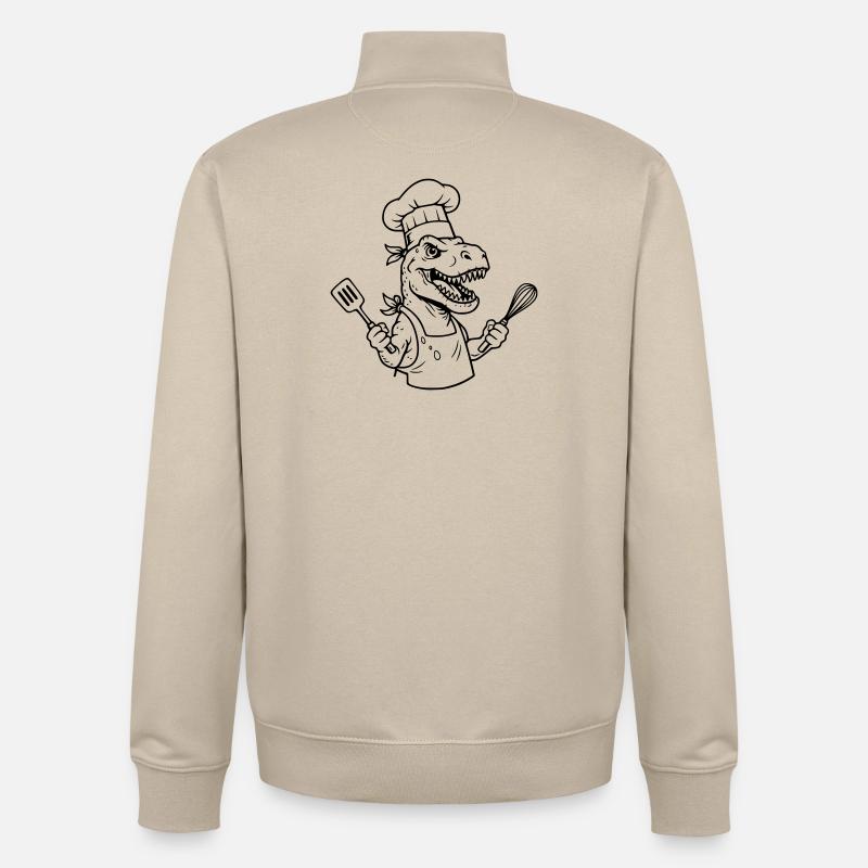 T-rex cuisinier  - Sweat zippé unisexe en coton bio Stanley/Stella - beige crème