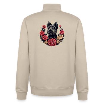 Terrier Rose Circle - Unisex Organic Zip Sweatshirt by Stanley/Stella - desert dust - Back - AI Model Male 185 dark (185cm)