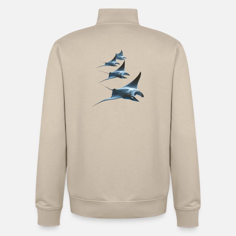 Manta Ray, Devil Ray, Stingray, Diver - Unisex Organic Zip Sweatshirt by Stanley/Stella - desert dust