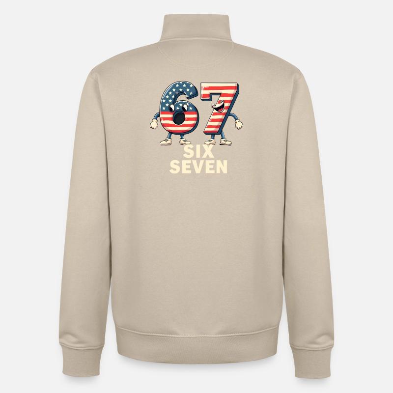 US Flag 67 Memes Six Seven - Unisex Organic Zip Sweatshirt von Stanley/Stella - Cremebeige