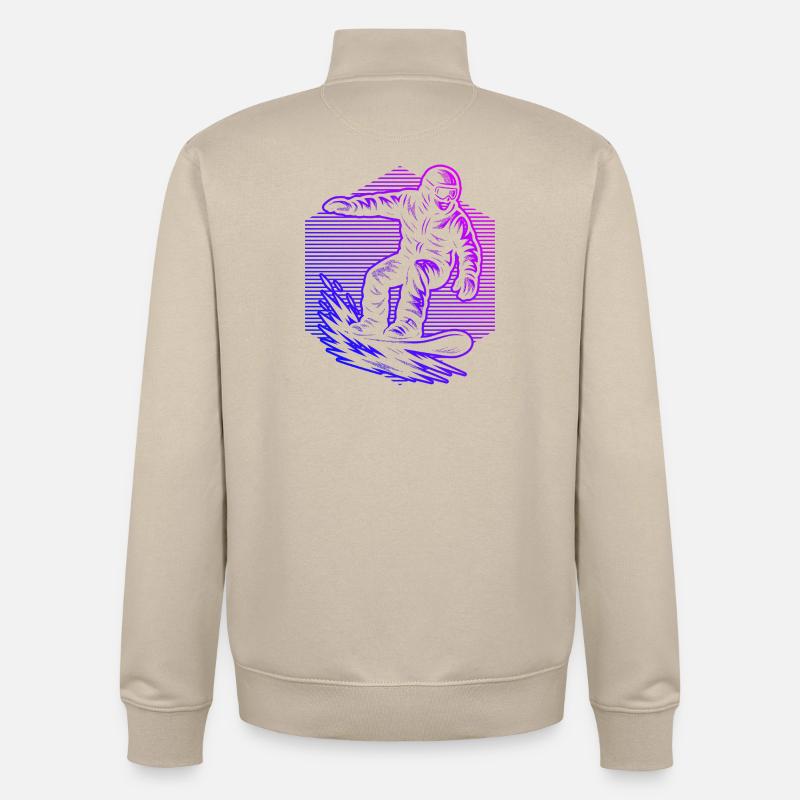 Conception de snowboard pleine de caractère - Sweat zippé unisexe en coton bio Stanley/Stella - beige crème