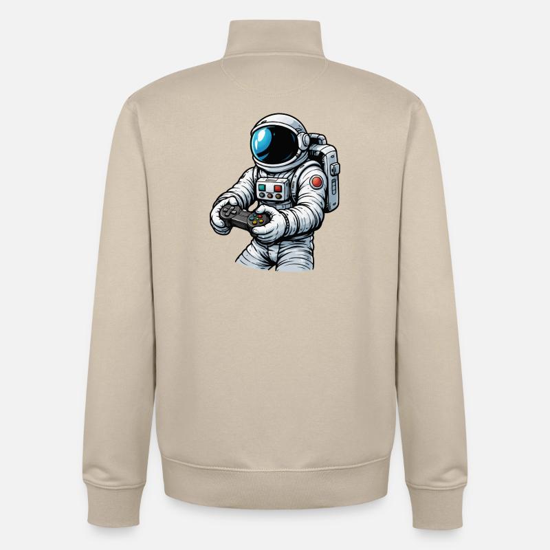 Astronaut with game controller - Unisex Organic Zip Sweatshirt by Stanley/Stella - desert dust