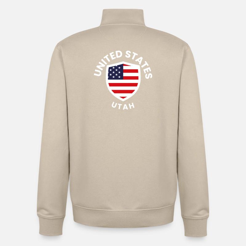 Bouclier des États-Unis de l’Utah - Sweat zippé unisexe en coton bio Stanley/Stella - beige crème