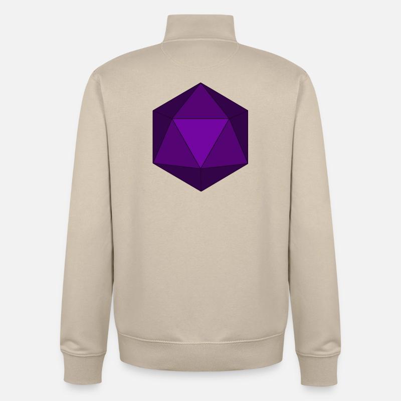 Dés polyédriques violets D20 - Sweat zippé unisexe en coton bio Stanley/Stella - beige crème