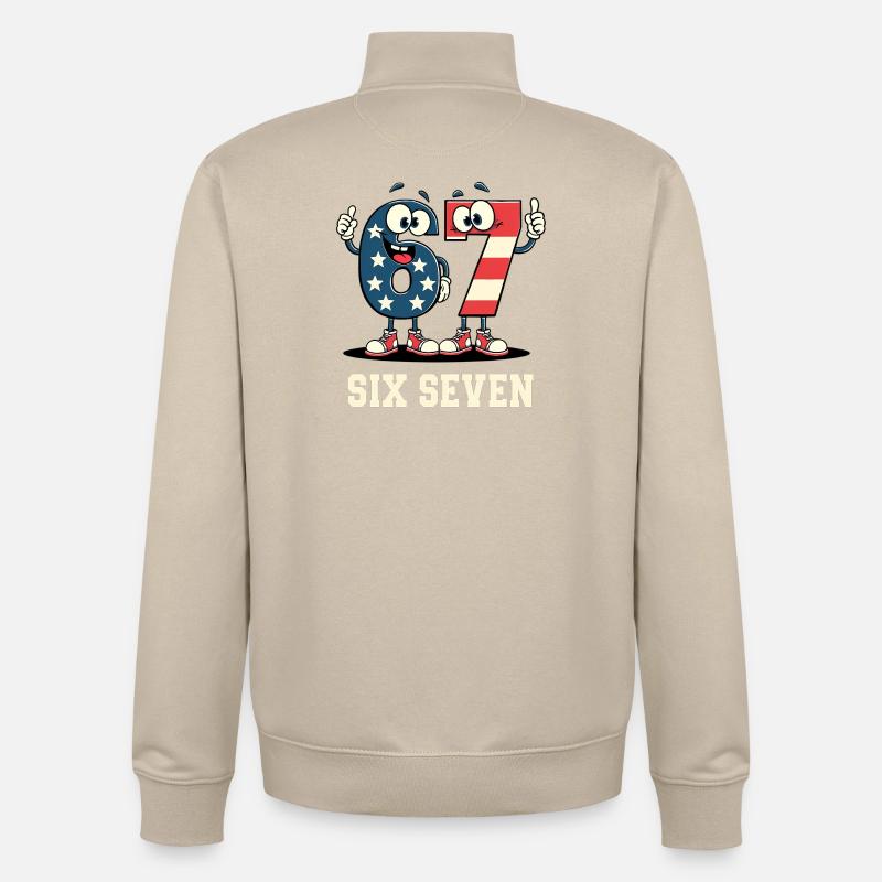 US Flag 67 Memes Six Seven - Sweat zippé unisexe en coton bio Stanley/Stella - beige crème