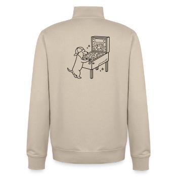 Pinball Pinball Dachshund Dog Kids - Unisex Organic Zip Sweatshirt by Stanley/Stella - desert dust - Back - AI Model Male 185 dark (185cm)
