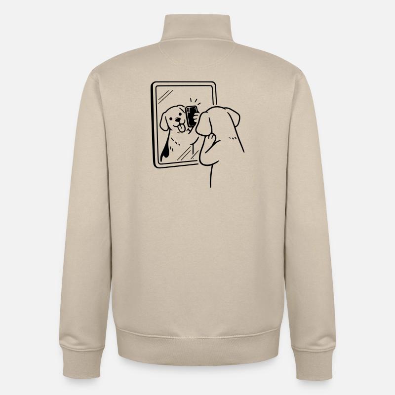 Chien Selfie Chien - Sweat zippé unisexe en coton bio Stanley/Stella - beige crème