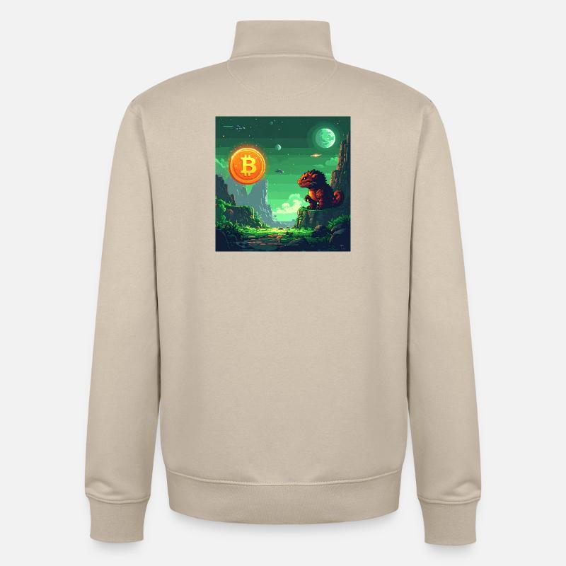 Odyssée Bitcoin dans l’espace - Sweat zippé unisexe en coton bio Stanley/Stella - beige crème