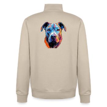 Pop Art de bandes dessinées pour chiens - Sweat zippé unisexe en coton bio Stanley/Stella - beige crème - Dos - AI Model Male 185 dark (185cm)