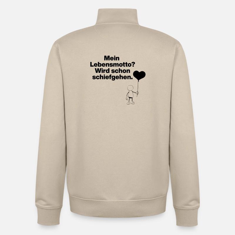 MEIN LEBENSMOTTO? WIRD SCHON SCHIEFGEHEN!​ - Unisex Organic Zip Sweatshirt von Stanley/Stella - Cremebeige