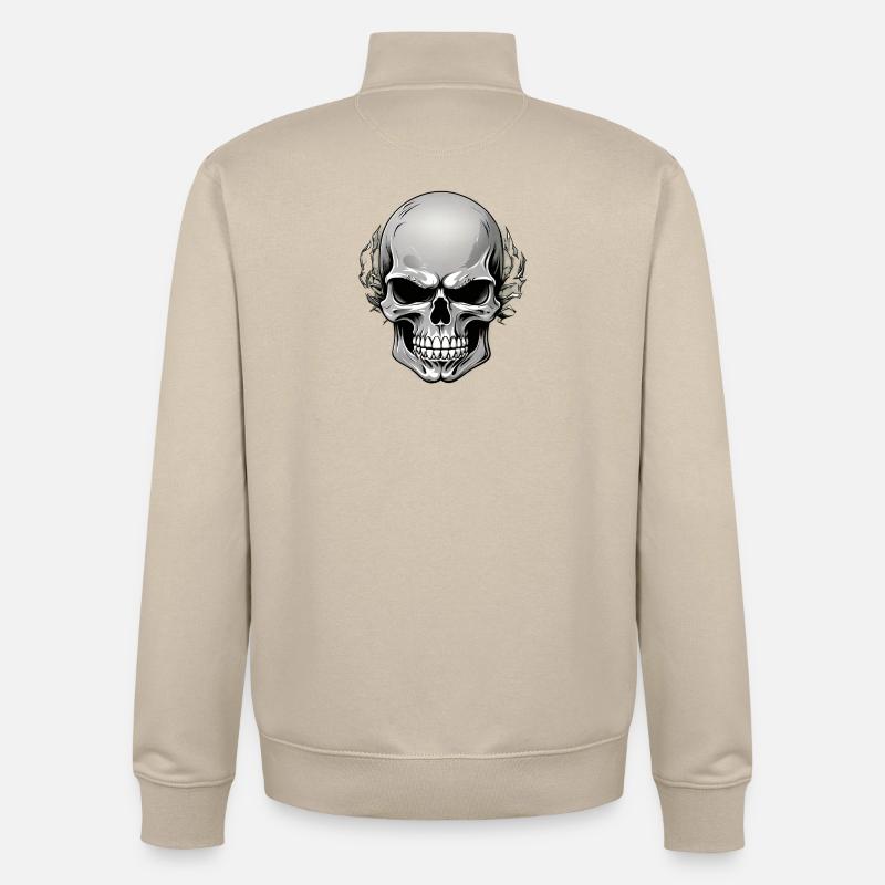 Skull with dark leaf wreath - Unisex Organic Zip Sweatshirt by Stanley/Stella - desert dust