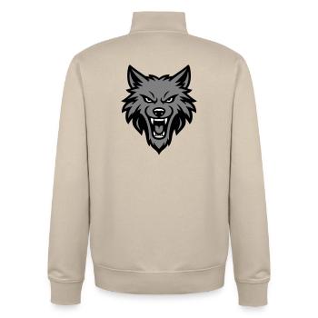Wolf Kopf Logo - Unisex Organic Zip Sweatshirt von Stanley/Stella - Cremebeige - Hinten - AI Model Male 185 dark (185cm)