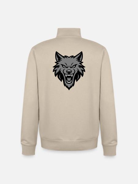 Wolf Kopf Logo - Unisex Organic Zip Sweatshirt von Stanley/Stella - Cremebeige