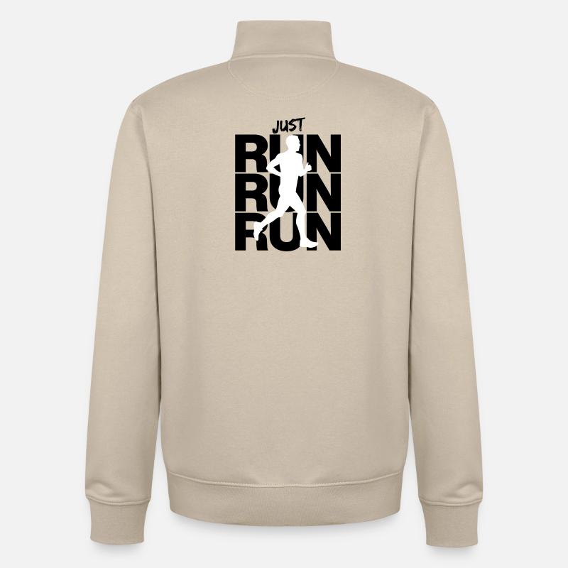 JUSTE COURIR COURIR, COURIR, INTENTION, AJUSTER - Sweat zippé unisexe en coton bio Stanley/Stella - beige crème