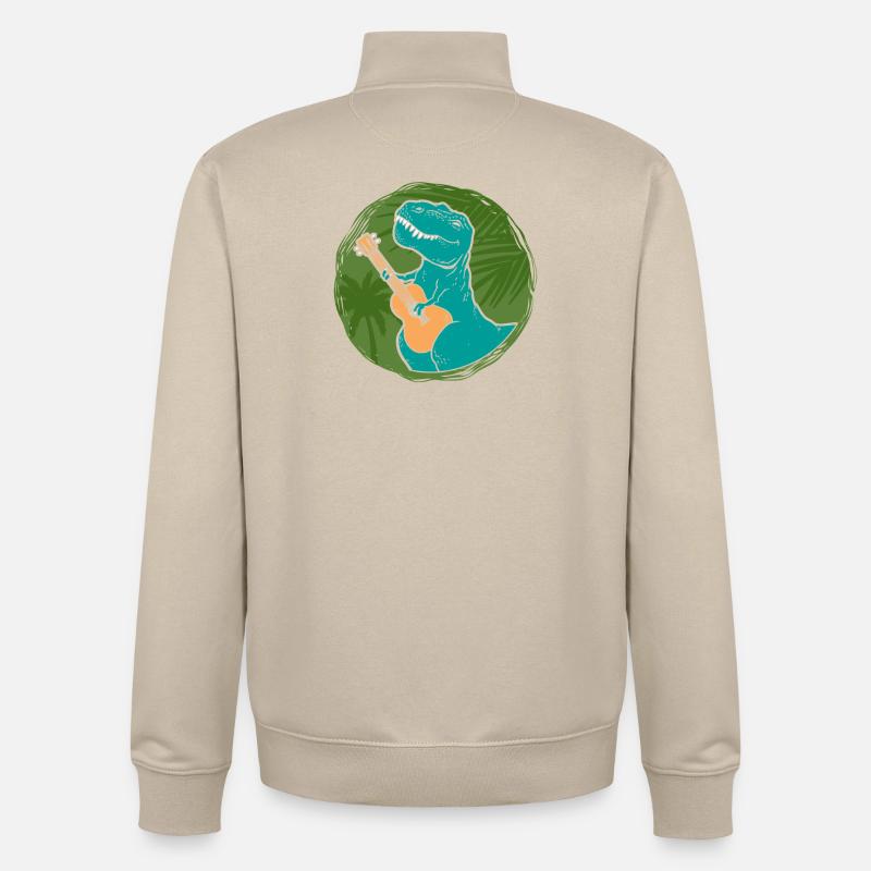 Ukulélé hawaïen Uke T-Rex - Sweat zippé unisexe en coton bio Stanley/Stella - beige crème