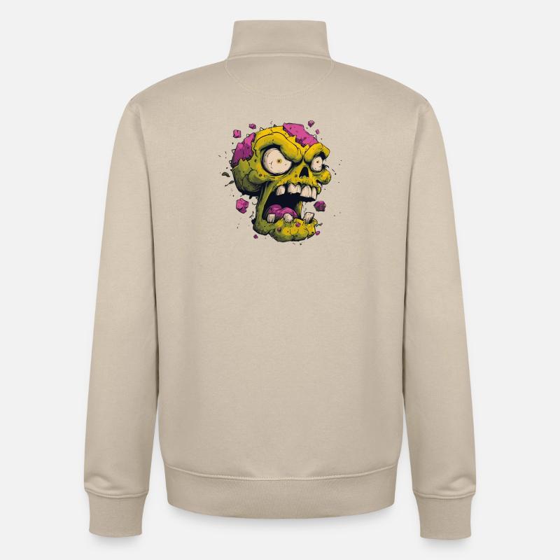 Crâne explosif – Motif comique d’horreur - Sweat zippé unisexe en coton bio Stanley/Stella - beige crème