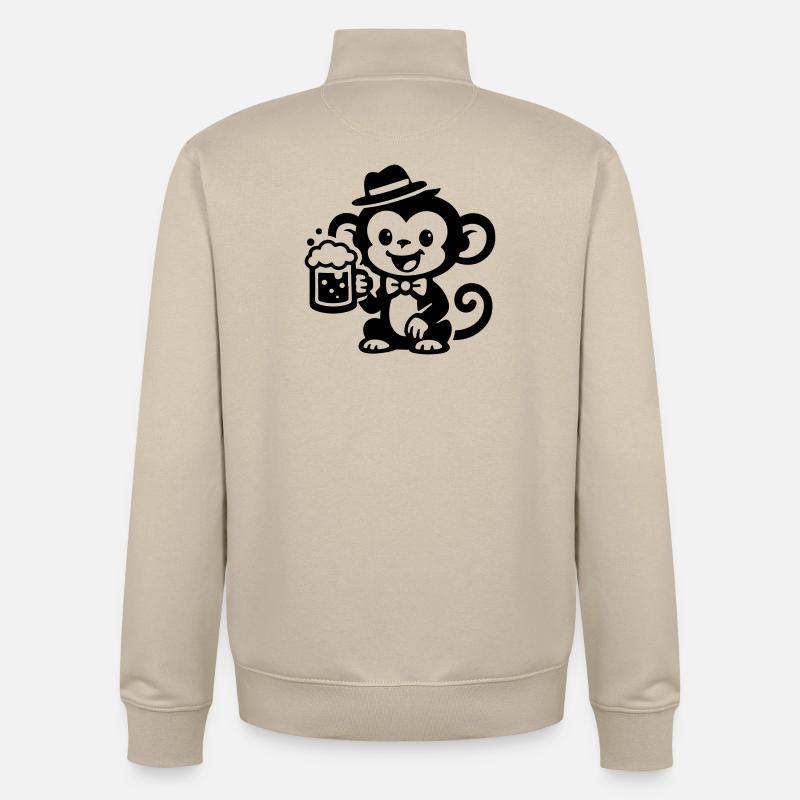Affe Bier - Unisex Organic Zip Sweatshirt von Stanley/Stella - Cremebeige