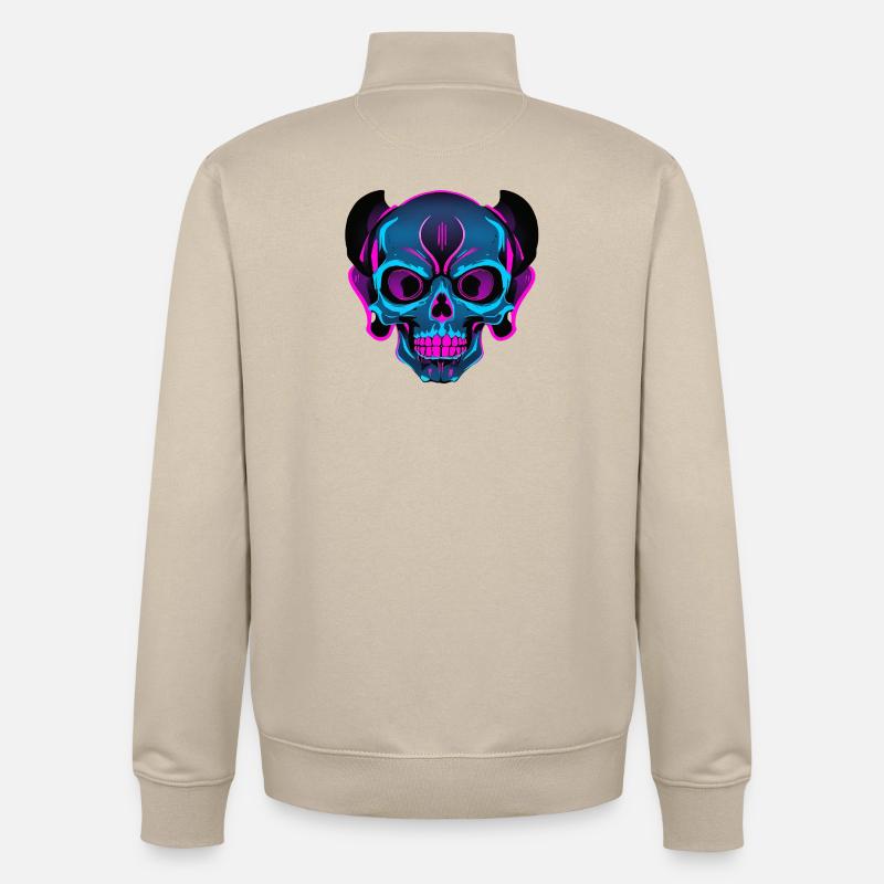 Neon Skull mit Kopfhörern - Unisex Organic Zip Sweatshirt von Stanley/Stella - Cremebeige