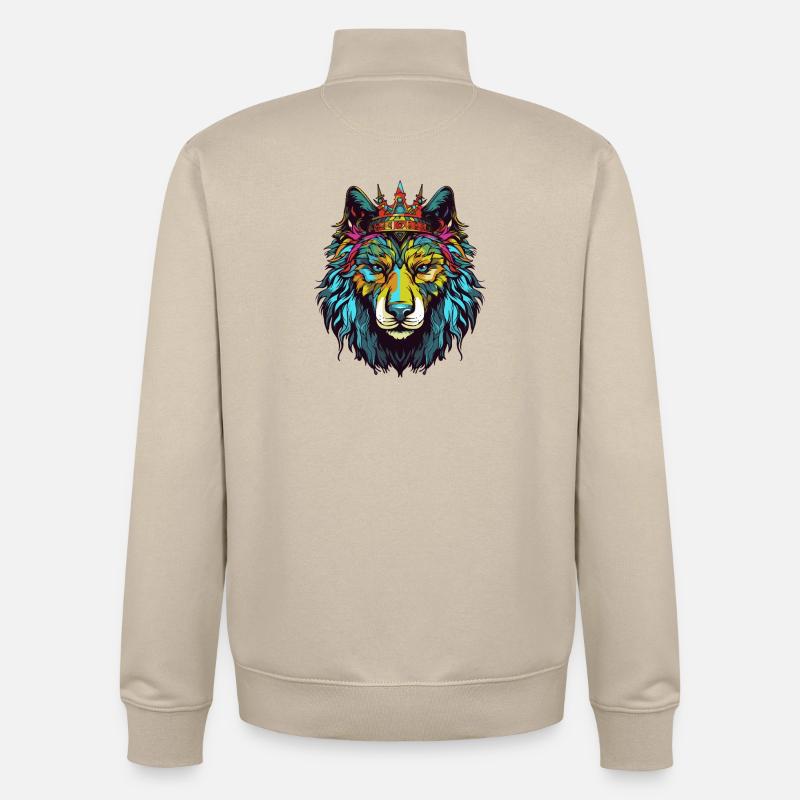 Wolf Comic Krone - Unisex Organic Zip Sweatshirt von Stanley/Stella - Cremebeige