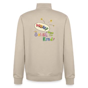 Wow  Schulkind - Unisex Organic Zip Sweatshirt von Stanley/Stella - Cremebeige - Hinten - AI Model Male 185 dark (185cm)