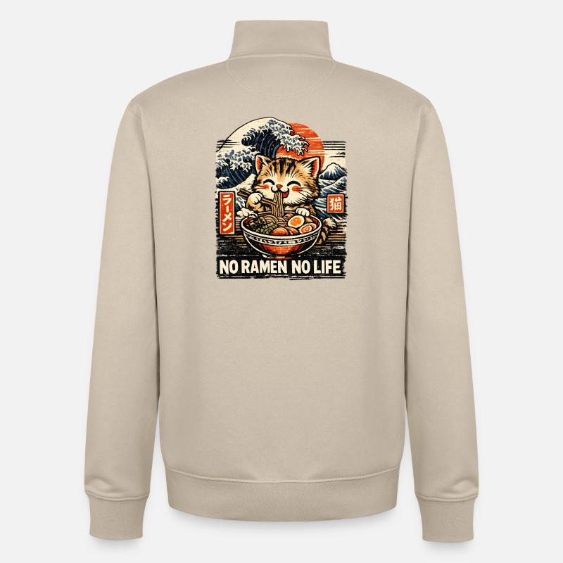 Pas de ramen, pas de vie - Sweat zippé unisexe en coton bio Stanley/Stella - beige crème