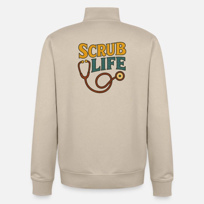 Scrub Life Medizinisches Stethoskop - Unisex Organic Zip Sweatshirt von Stanley/Stella - Cremebeige