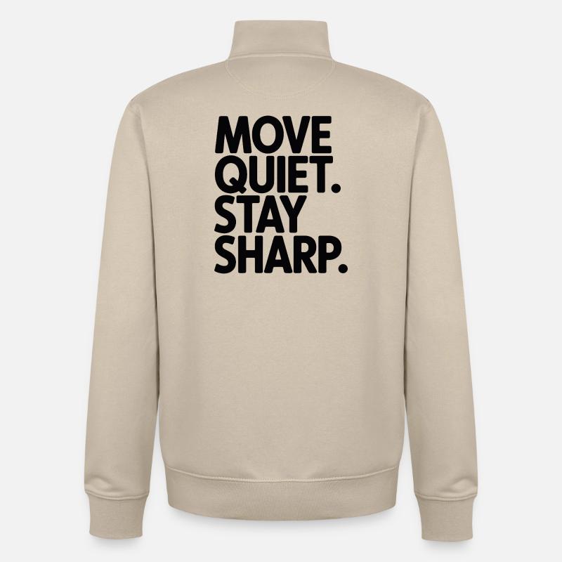 Move Quiet. Stay Sharp. - Unisex Organic Zip Sweatshirt by Stanley/Stella - desert dust