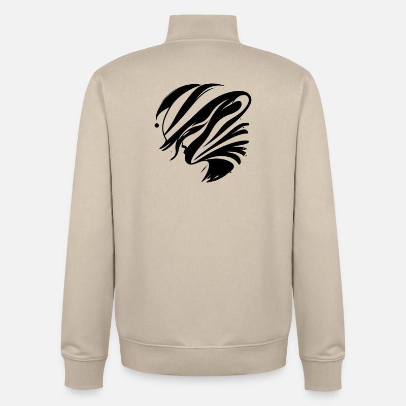 Visage abstrait - Élégant - Sweat zippé unisexe en coton bio Stanley/Stella - beige crème