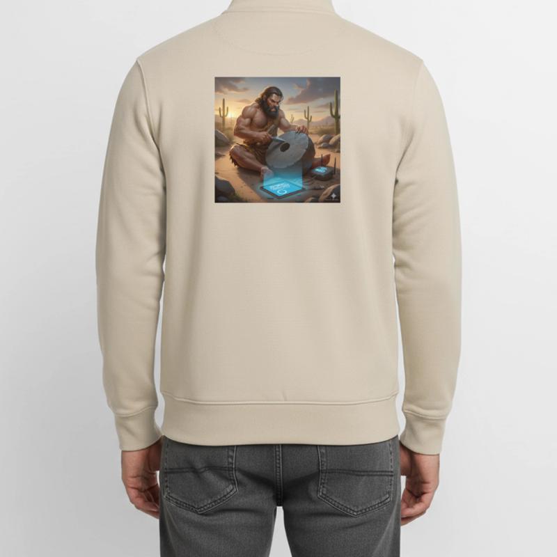 Caveman Tech Support - The First Tutorial Unisex Organic Zip Sweatshirt by Stanley/Stella