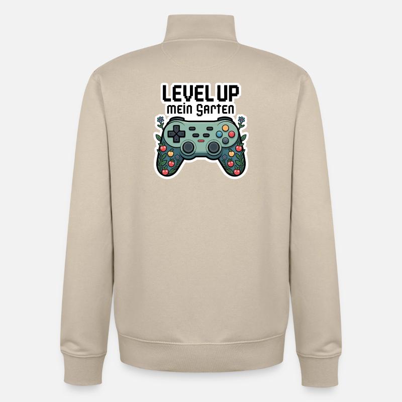 Level Up Garten-Controller Design - Unisex Organic Zip Sweatshirt von Stanley/Stella - Cremebeige