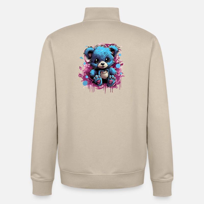 Blauer Kuschelbär Graffiti Pop - Unisex Organic Zip Sweatshirt von Stanley/Stella - Cremebeige