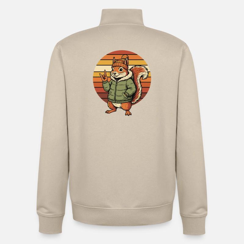 Cooles Eichhörnchen - Winter Retro Design - Unisex Organic Zip Sweatshirt von Stanley/Stella - Cremebeige