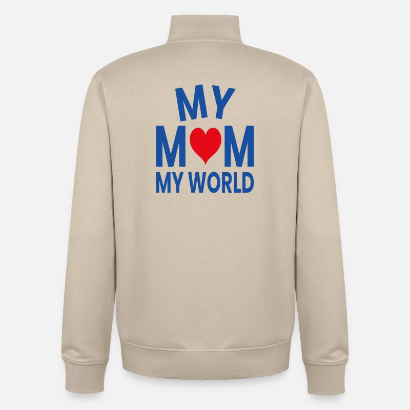 Ma mère, mon monde - Sweat zippé unisexe en coton bio Stanley/Stella - beige crème