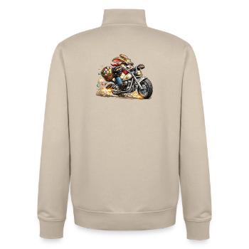 Easter bunny on motorcycle - Unisex Organic Zip Sweatshirt by Stanley/Stella - desert dust - Back - AI Model Male 185 dark (185cm)