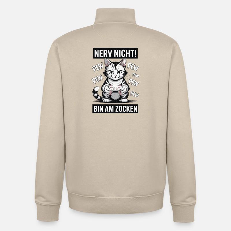 Courage Not I Gaming Cat Design - Sweat zippé unisexe en coton bio Stanley/Stella - beige crème