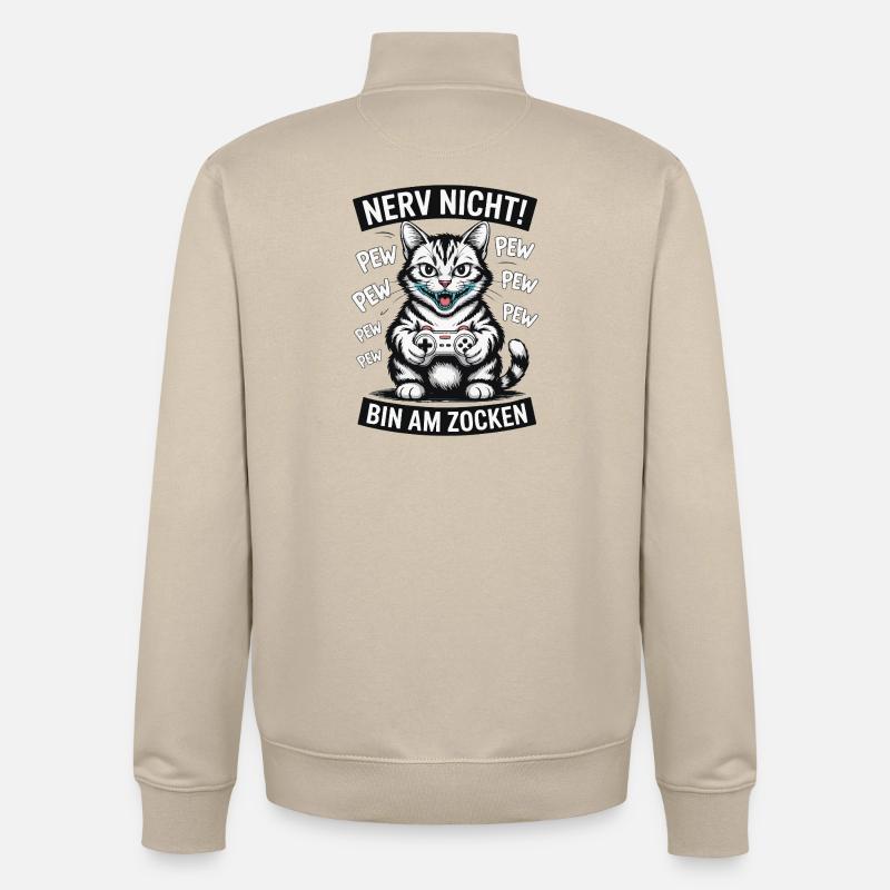 Courage Not I Gaming Cat Design - Sweat zippé unisexe en coton bio Stanley/Stella - beige crème