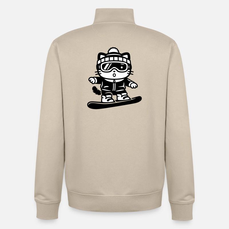 Snowboard Cat - Sweat zippé unisexe en coton bio Stanley/Stella - beige crème