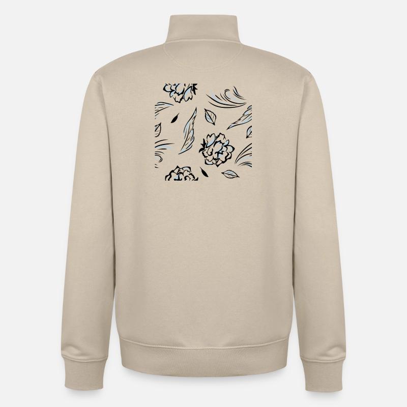 Seamless_pattern_with_roses - Unisex Organic Zip Sweatshirt von Stanley/Stella - Cremebeige