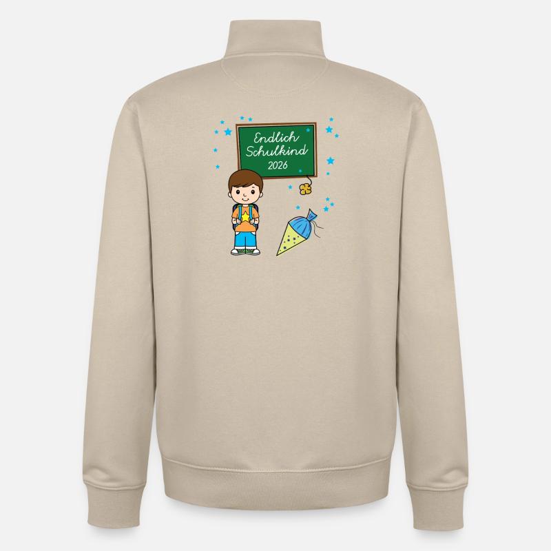 Endlich Schulkind 2026 Einschulung Schule Anfang - Unisex Organic Zip Sweatshirt von Stanley/Stella - Cremebeige