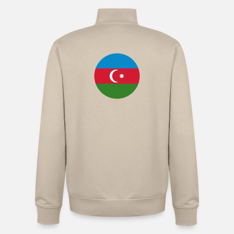 Drapeau rond de l’Azerbaïdjan - Sweat zippé unisexe en coton bio Stanley/Stella - beige crème
