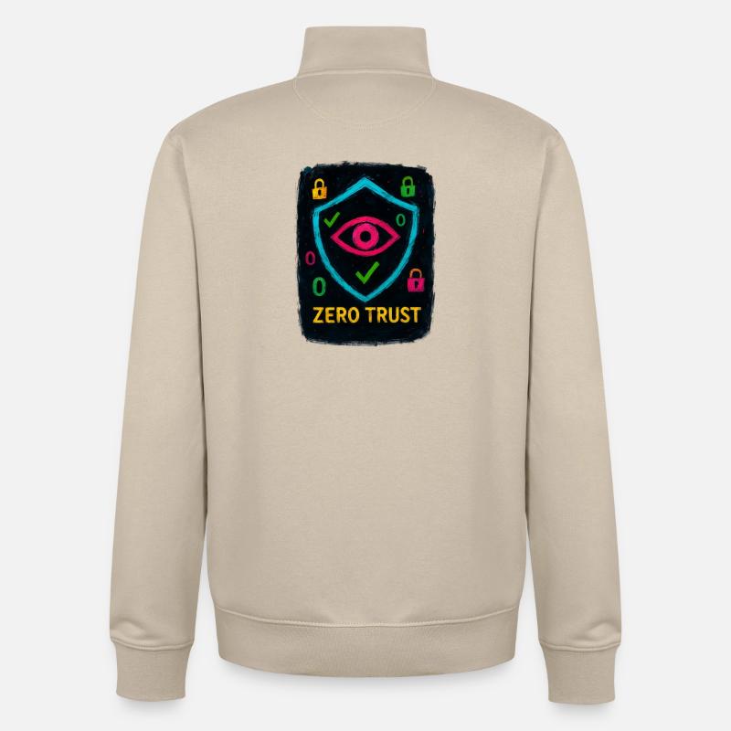 Cybersécurité : Zero Trust - Sweat zippé unisexe en coton bio Stanley/Stella - beige crème