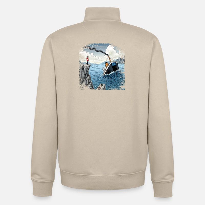 Satire Schweizer Neutralitat - Unisex Organic Zip Sweatshirt von Stanley/Stella - Cremebeige