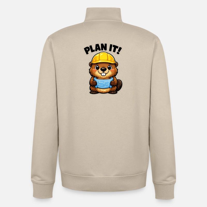 Bauheld Beaver avec Plan - Sweat zippé unisexe en coton bio Stanley/Stella - beige crème